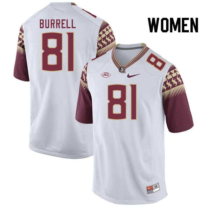 Women #81 Joshua Burrell Florida State Seminoles College Football Jerseys Stitched Sale-White
